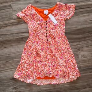 Vici Floral Orange and Pink Dress